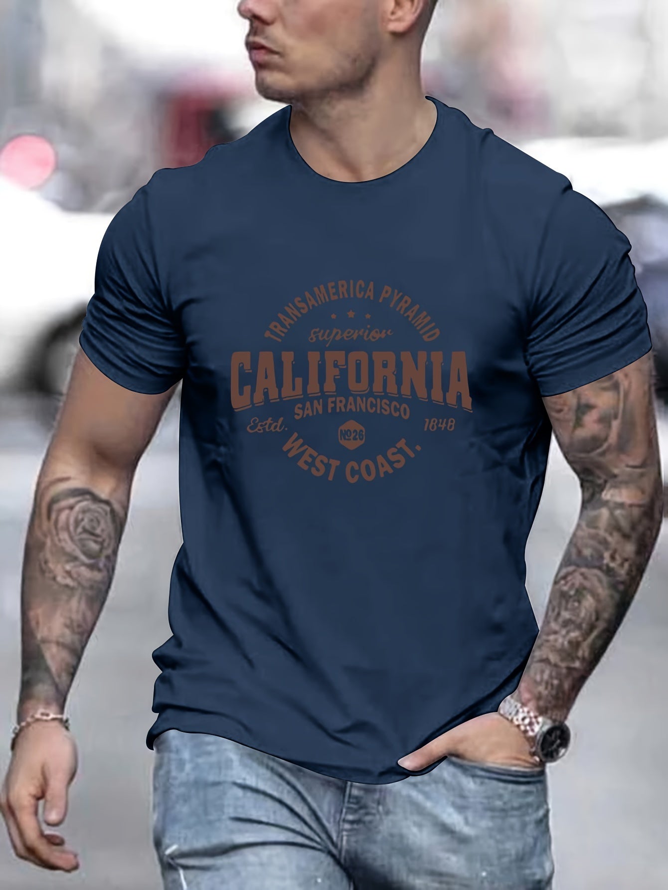 Men's California Printed Sport Leisure Commuting Multifunctional Short Sleeved T-shirt