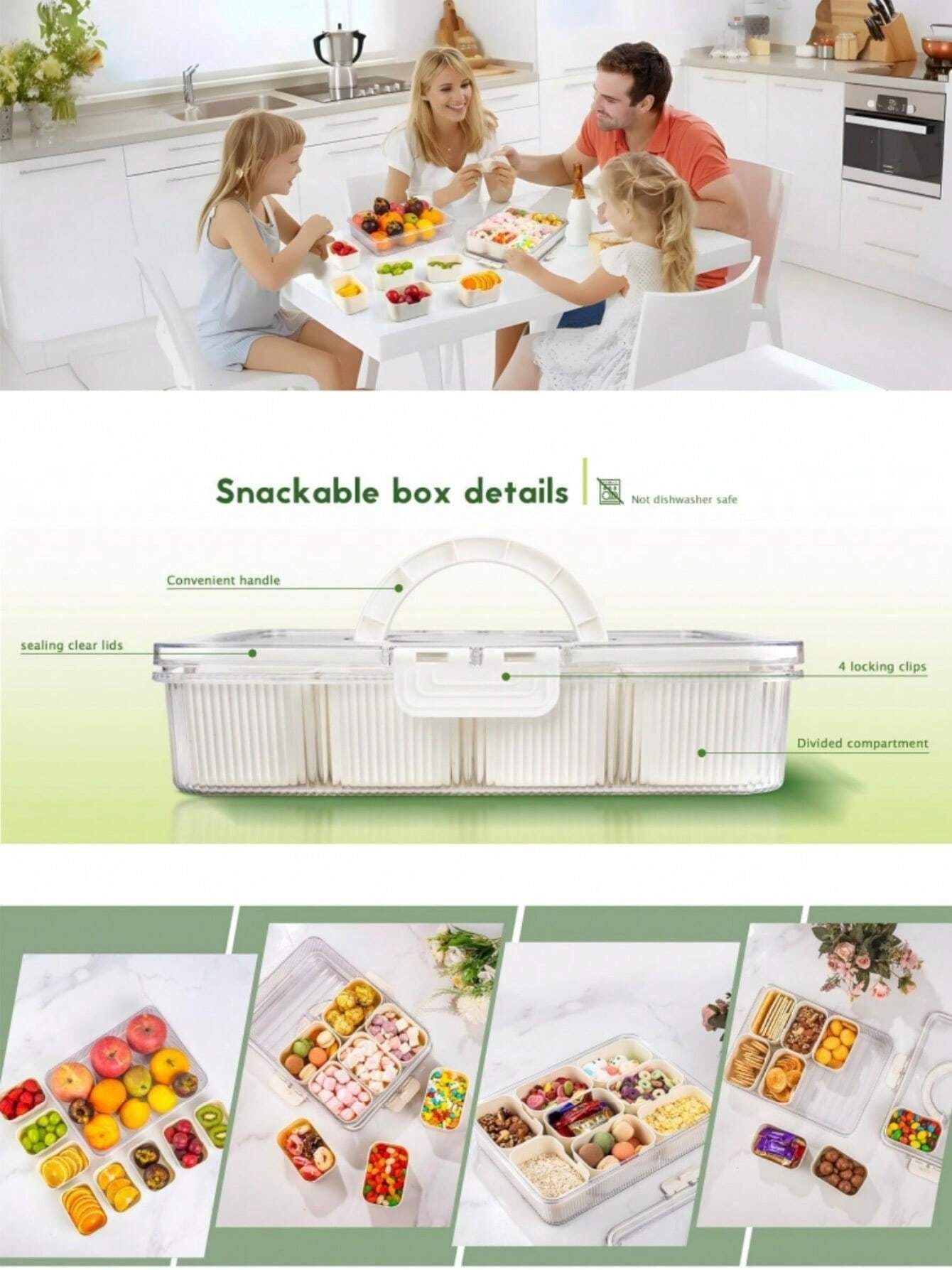 Snack box with compartments – Leak-proof lunch box | Perfect for children, the office, university, and outdoor use
