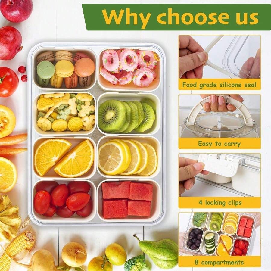 Snack box with compartments – Leak-proof lunch box | Perfect for children, the office, university, and outdoor use